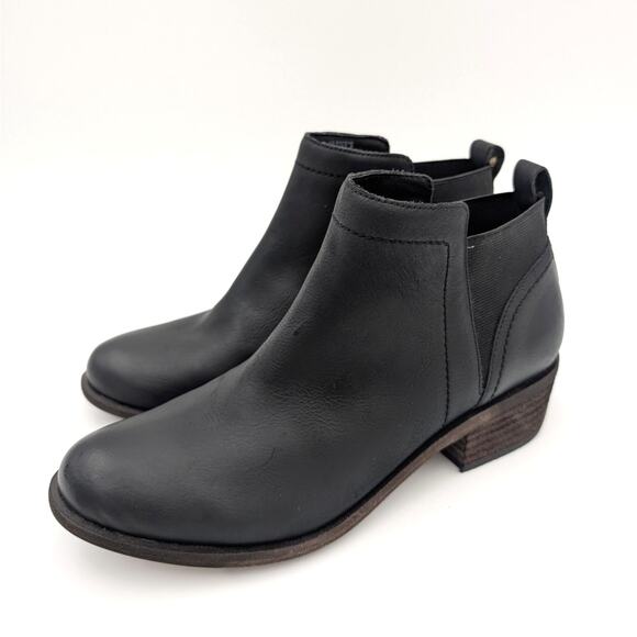 Lucky Brand Badene Ankle Boots Women's Faux Leather Black Size US7M EU37.5 - Picture 1 of 13